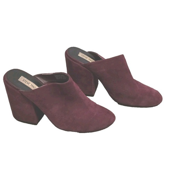 Steve Madden Women's Maroon Leather Slip On Heel‎ Mule Shoes Size 7.5M - Picture 1 of 11